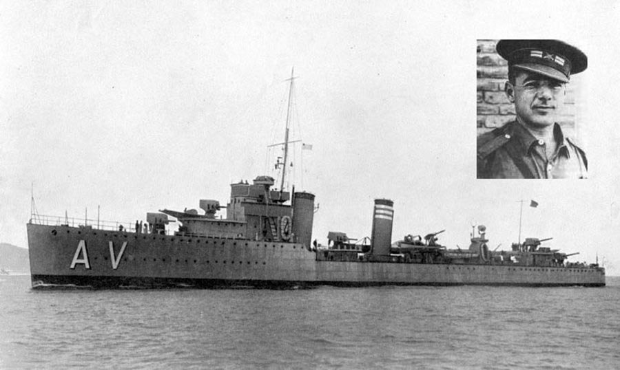 Destructor Almirante Valdés, uno de los buques de la flota republicana, junto con la imagen de Francisco Galán