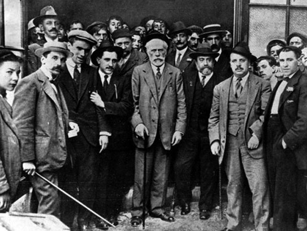 Pablo Iglesias e Indalecio Prieto en un mitin de la conjunción republicano-socialista en Bilbao en julio de 1913.
Foto: Archivo de la Fundación Pablo Iglesias